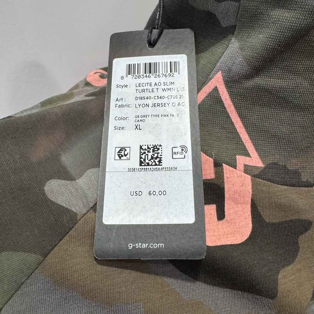 G-Star Camo Long Sleeve Top with Pink Accents - Picture 5 of 7